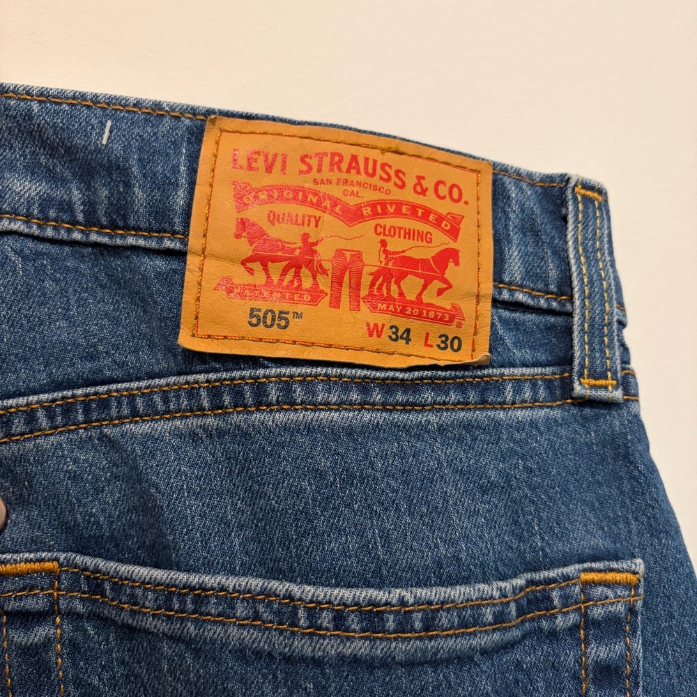 Levi 505 Regular Fit Jeans Men 34x30 Blue Excellent Straight Leg Denim